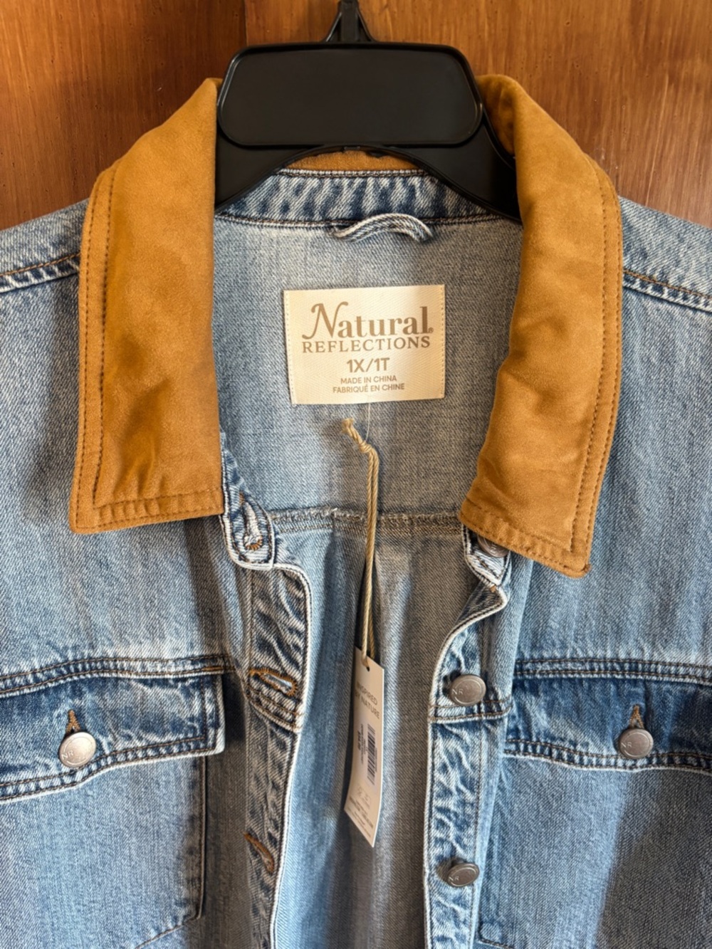 NWT Natural Reflections Denim Barn Chore Button-Down Shirt Jacket | Women’s 1X - Picture 2 of 15